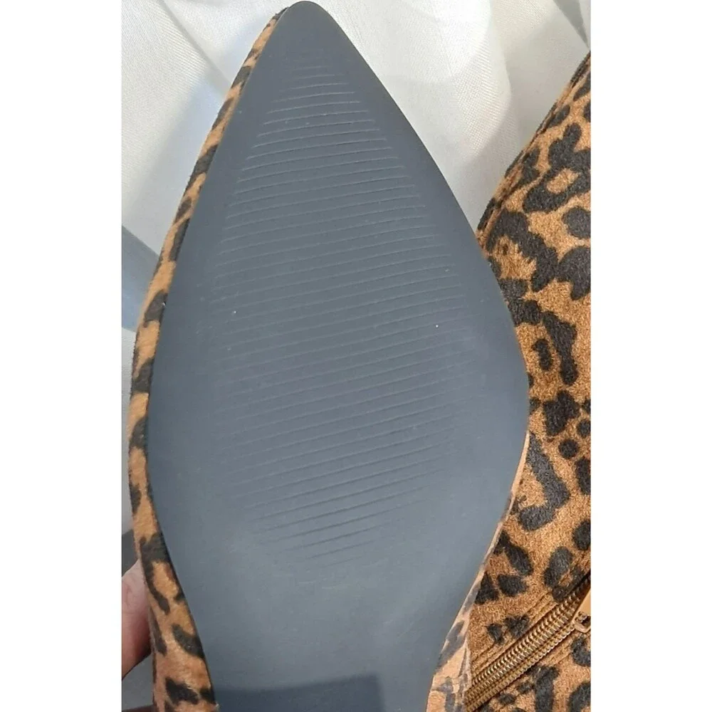 New Cheetah Aubriana Chunky High Heel Over Knee Boots Size 8.5